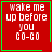 Red square with green border containing white text 'wake me up before you co-co', featuring a small green heart in top-right and green asterisk in bottom-right corner.