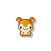 Pixel art hamster character with brown and white fur, pink ears, and small red heart on chest in multiple expressions and poses.