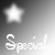 A pixelated white star icon above the word 'Special' in a stylized font on a gray gradient background.