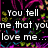 Pixelated text phrases arranged in a with heart motifs on white and dark backgrounds, each phrase enclosed in black outlines