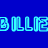 A static contact sheet of a blue and gray animated icon featuring the text 'BILLIE' in light blue pixelated letters on a solid blue background with a gray overlay.