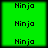 Green square icon with repeated pixelated text "Ninja" in black, arranged vertically across the image.