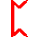Red outline shapes on gray background, each with jagged edges and varying configurations of points and indentations.