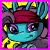 A 5x5 contact sheet of a single animated Neopets buddy icon showing the character Lyanka with cyan skin, maroon hair, and purple eyes across all frames.