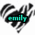 Four heart-shaped icons with black and white striped patterns, each containing distinct text or symbols in colored boxes.