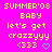 A static image with a bright pink background displays repeated text and symbols in yellow, white, and blue pixels.