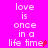 Pixelated text on bright pink background with red heart symbol replacing 'e' in 'time', two identical copies side-by-side.