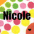 Two side-by-side pixelated images of the name 'Nicole' with contrasting color schemes and dot patterns.