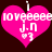 Two identical pink heart-shaped icons with white text and symbols on a dark background, each displaying 'I loveeeee J.N' with a small heart symbol below.