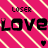 A static image with a pink background featuring diagonal white stripes, repeated text 'LOSER' in small black letters at the top and bottom , and large repeating 'lovelove' text across the center