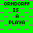 Green background with pink pixelated squares; repeated text 'ORNDORFF IS A PLAYA' in black pixelated font across the image.