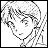 A 48x48 pixel buddy icon featuring a grayscale anime-style character face on the left and text elements on the right, displayed as part of an animated contact sheet with two visible frames.
