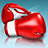 Red boxing gloves with white accents on a light blue gradient background, rendered in pixelated style.