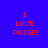 Blue background with red pixelated text "I LOVE PAIGE!" arranged in four distinct layouts across a of white rectangular overlays