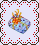 Pixelated birthday-themed icon with gift box, 'Happy Birthday' text, and '4th' numeral in blue on white background bordered by red-brown dots.