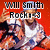 A pixelated image of a person in motion against a red background, with partial text above the head.