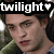 Two side-by-side pixelated images of a person with brown hair, one showing a direct face view and the other a profile view, both with 'twilight' text and heart symbols.