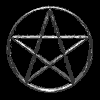 Animated sequence of a pentagram symbol transforming through circular motion, with varying line weights and partial circle overlays across frames.