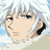 Anime character with silver hair in four : calm face, text block, shouting expression, and smoke effect