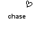 Pixelated heart symbol above two identical pixelated 'chase' text instances on white background.