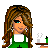 Pixel art contact sheet showing a Starbucks-themed animated buddy icon with multiple frames featuring a female character, coffee cups, and text elements on green backgrounds.