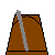 Brown bell-shaped object with gray diagonal line, displayed in a of pixelated frames showing slight variations in line position and background