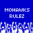 Blue background with white pixelated text reading "MOHAWKS RULEZ" repeated twice, and a of white pixelated shapes below