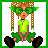 A 48x48 pixel animated buddy icon featuring a cartoon character with green sunglasses, braided hair, and a green outfit sitting in the top-left frame of a contact sheet grid; all other frames display static text "cRaZy" on white backgrounds.