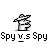 Animated pixel art sequence showing a spy character with a hat and bomb, progressing from standing to explosion with text effects.