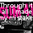 Pixelated text with pink and white lettering on a black background, showing partial phrases like 'Through it I stumble' and 'all I made and fall'.