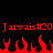 Red pixelated text and flame shapes on a black background, with repeated 'Javais#20' text above red flames.