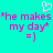 Pixelated cyan background with pink text reading "he makes my day" and a white heart symbol above the text.