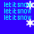 Blue background with repeated cyan text 'letit snow' and white snowflake icons in pixelated style.