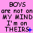 Pixelated text on a pink background with animated blue symbols changing at the end of 'THEIRS' across three