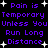 Purple pixelated text on black background with white starbursts, repeating 'Pain is Temporary Unless You Run Long Distance' in a pattern