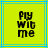 Yellow background with blue lines, black pixelated text reading "fly wib me" in three