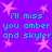 Purple background with pink star shapes and repeated cyan text reading "i'll miss you amber and skyler" in a pattern
