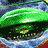 Green and blue vehicle with yellow accents on a red background, accompanied by text reading 'ADVENTURE TAKES OFF' in yellow and 'THUNDER BIRDS' in white.