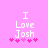 Pixelated text 'I Love Josh' on pink background with five heart symbols below, showing animation change in heart colors.
