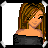Animated contact sheet showing three frames of a pixel art icon with text and character elements, featuring a woman in an off-shoulder top, a person holding a leash, and blue dresses with black accents.
