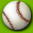A pixelated baseball with brown stitching on a green background, rendered in low-resolution style.