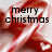 Pixelated static image with red and white abstract background featuring text 'merry christmas' in black block letters.