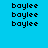 Pixelated text 'baylee' repeated across a blue background with green rectangular overlays in various positions.