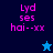 Pixelated text 'Lydses hai--xx' in pink on blue backgrounds with a star symbol changing color between frames.