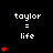 Pixelated text 'taylor = life' with red heart stacks on black background, varying from one to five hearts per
