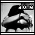 A 6-frame black-and-white animated contact sheet showing a person in various poses with arms crossed over their chest, each frame displaying the word "alone" above them.