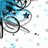 Pixelated blue and gray abstract shape with scattered light blue and gray dots on white background, transitioning to include purple text at bottom right.