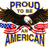 Static pixel art of an eagle with outstretched wings holding a banner, surrounded by red and white stripes beneath blue text reading 'PROUD AMERICAN'.