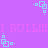 Purple background with repeating light blue square patterns and pink text reading 'I ROLL!!!' in two horizontal bands.