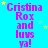 Cyan background with pink text reading "Cristina Rox and luvs ya!" repeated in a , scattered yellow stars